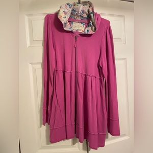 Evy’s Tree Sophie zip hoodie in Orchid with floral hood liner size L VVGUC